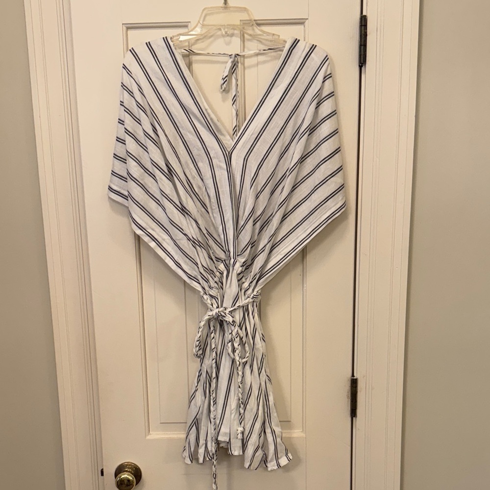 Striped V-Neck Tie-Waist Dress